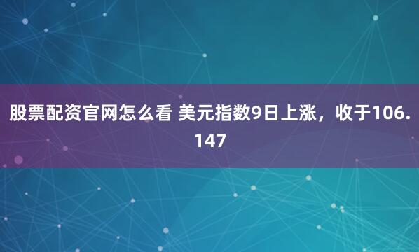 股票配资官网怎么看 美元指数9日上涨，收于106.147